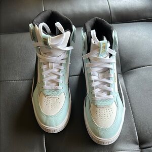 Puma Platform High-Top Sneakers in Mint, White, and Black